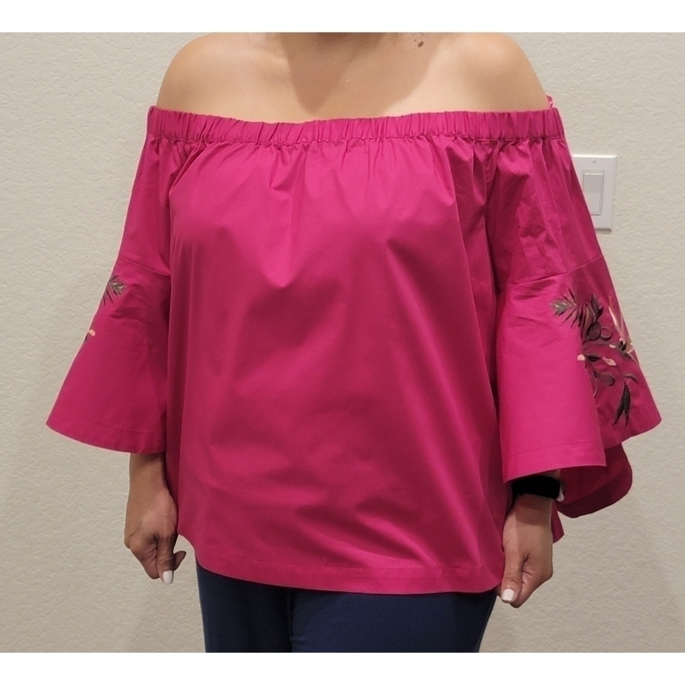 NWT Lane Bryant Flounce-sleeve Off the Shoulder Top Blouse - Picture 1 of 10